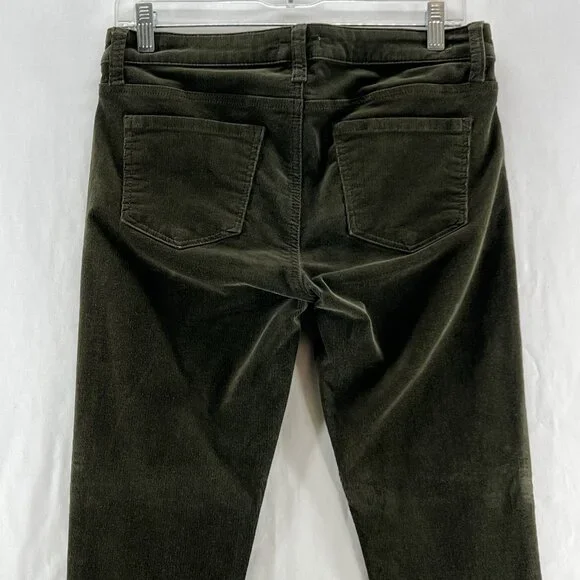 Edyson Leon Ankle Skinny Corduroy Pants Womens 28 Stretch Zip Hem Mid-Rise Green - Picture 3 of 14